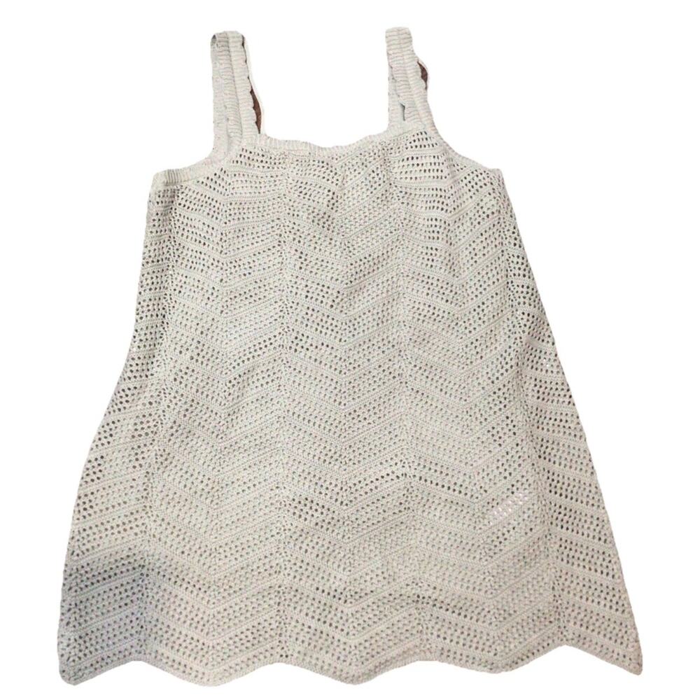 Women's Green Crochet Mini Shift Dress Sz XL